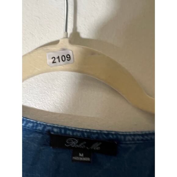 Boho Me Blue Long Sleeve V-Neck Romper Sz M - Picture 3 of 3